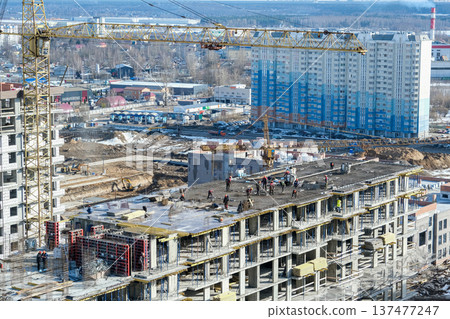 Construction of modern high-rise residential buildings. Construction of modern high-rise residential buildings. 137477247