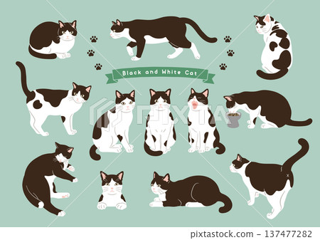 Various pose sets of cats, Hachiware, movement variations Various pose sets of cats, Hachiware, movement variations 137477282