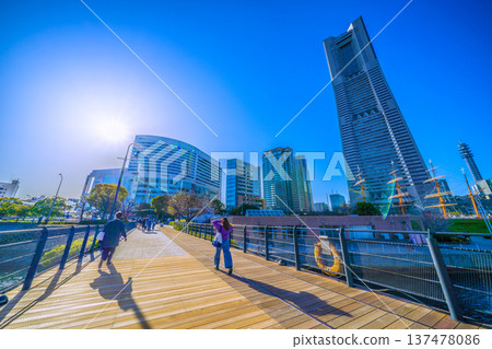 Yokohama Cityscape Renovation in Japan... Boardwalk Renovation Work. Shadows cast on Kishamichi... A ray of hope for a new era = March 5th Yokohama Cityscape Renovation in Japan... Boardwalk Renovation Work. Shadows cast on Kishamichi... A ray of hope for a new era = March 5th 137478086