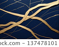 日式現代抽象背景素材，金漆深藍色和紙紋理 137478101