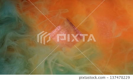 Paint cube. Glitter cloud splash. Defocused orange blue pink color geometric texture vapor water spill on abstract art background. Paint cube. Glitter cloud splash. Defocused orange blue pink color geometric texture vapor water spill on abstract art background. 137478229