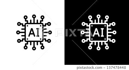 Circuit board and AI artificial intelligence icon (vector) 137478448