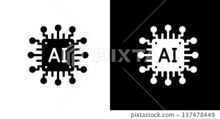 Circuit board and AI artificial intelligence icon (vector) 137478449