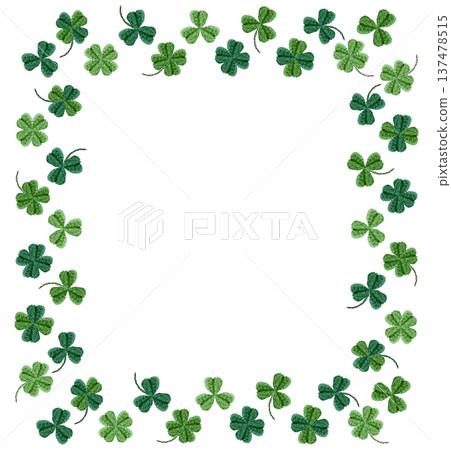 [Clover frame] Hand embroidery illustration material 137478515