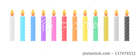 Colorful set of 12 candles - Simple and cute birthday or party candle illustration material Colorful set of 12 candles - Simple and cute birthday or party candle illustration material 137478552