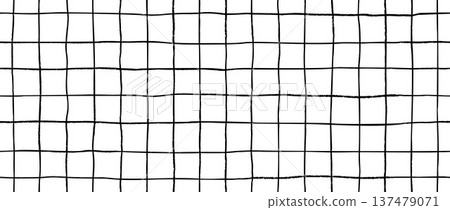 Seamless hand drawn square grid pattern. Repeated doodled checkered background. Sketched thin checker paper texture. Lined planer page wallpaper. Wide drawn journal sheet notebook template. Vector Seamless hand drawn square grid pattern. Repeated doodled checkered background. Sketched thin checker paper texture. Lined planer page wallpaper. Wide drawn journal sheet notebook template. Vector 137479071