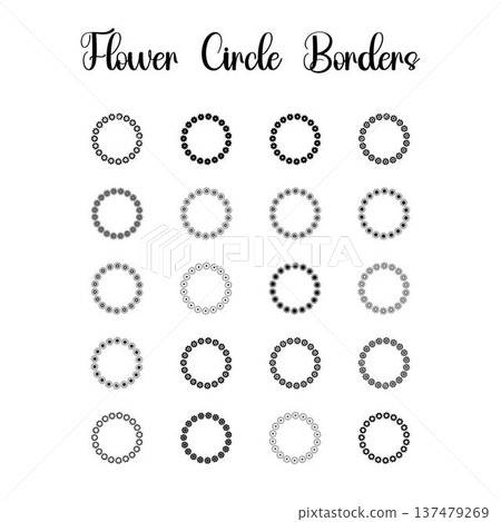 Flower Circle Border Frame Set, Daisy Floral Wreath Ring Clipart, Outline Solid Glyph Style, Monogram Wedding Round Flower Frame, Vector Illustration Flower Circle Border Frame Set, Daisy Floral Wreath Ring Clipart, Outline Solid Glyph Style, Monogram Wedding Round Flower Frame, Vector Illustration 137479269