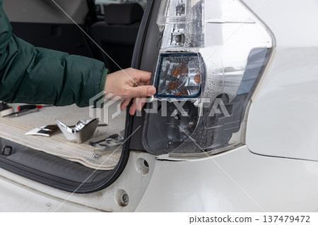 Broken car taillight Broken car taillight 137479472
