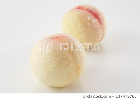 2 white peaches (with water droplets) 137479765