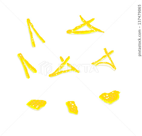 手繪柚子皮（碎屑和刨片）插圖集 137479865
