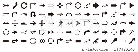Arrows vector illustration set. Icon, simple 137480146
