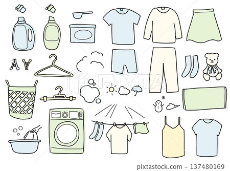 可愛的手繪洗衣套裝 可愛的手繪洗衣套裝 137480169