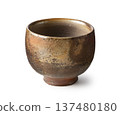 Empty Bizen ware sake cup/sake cup (sake vessel) placed on a white background 137480180