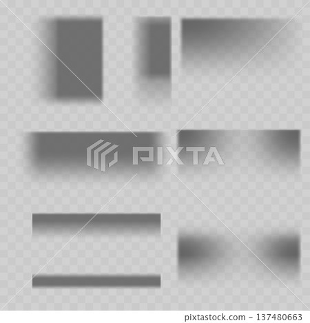 Realistic Drop Shadow Effect Set. Vector Transparent Soft Blur Elements for Web and UI Design. 137480663