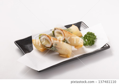 Shiso rolls, chikuwa cheese, spring rolls 137481110