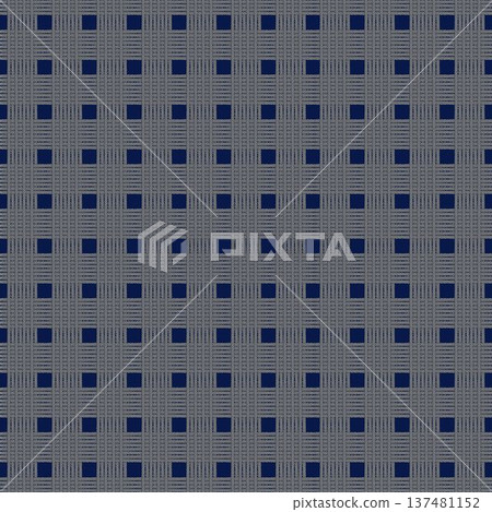Seamless Navy Blue Square Grid Pattern with Grey Pinstripe Background Seamless Navy Blue Square Grid Pattern with Grey Pinstripe Background 137481152