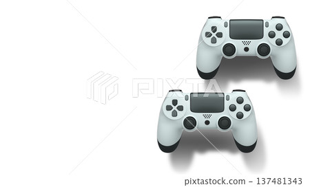 Wireless gaming controllers flying in air isolated on white background, symbolizing gaming technology concept Wireless gaming controllers flying in air isolated on white background, symbolizing gaming technology concept 137481343