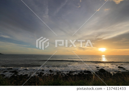 Sunset and fiery clouds 137481433