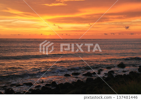 Sunset and fiery clouds 137481446