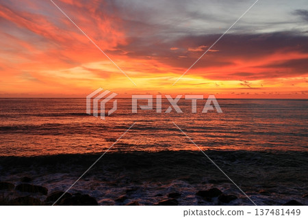 Sunset and fiery clouds Sunset and fiery clouds 137481449