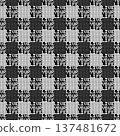 Seamless Monochrome Checkerboard Pattern with "Live Your Life" Text and Pinstripes 137481672
