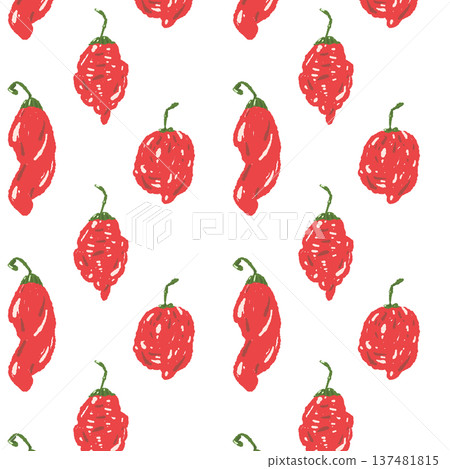 哈瓦那辣椒風格的無縫圖案背景插圖（散落式） 137481815