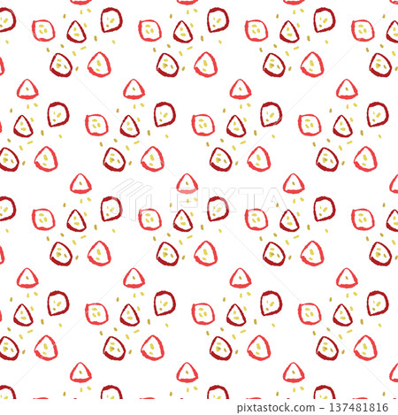 無縫圖案背景插圖，紅色辣椒（切片）（散落） 137481816