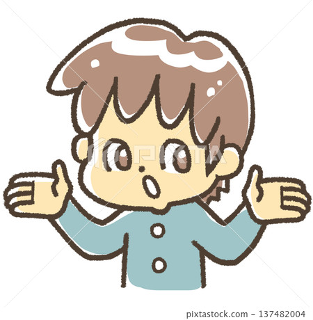 A boy in a school uniform with his arms outstretched 137482004