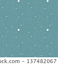 Winter blue pattern with white outline hats and snowflakes, cute childrens winter hats with ears on pastel blue background. 137482067