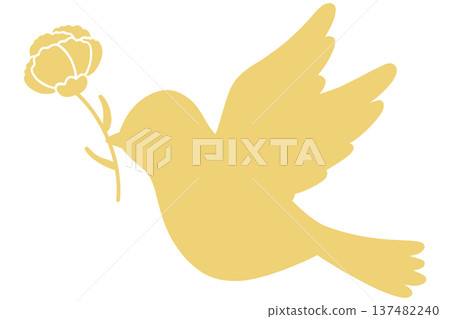 Mother's Day Bird Carnation Silhouette Yellow 137482240