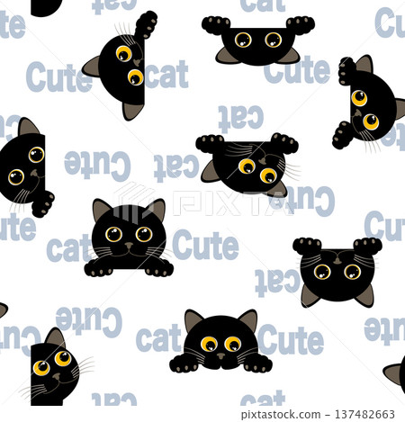 Impressive and cute cat pattern background, Impressive and cute cat pattern background, 137482663