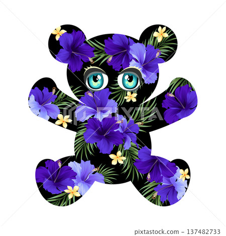Tropical cute bear illustration material, Tropical cute bear illustration material, 137482733