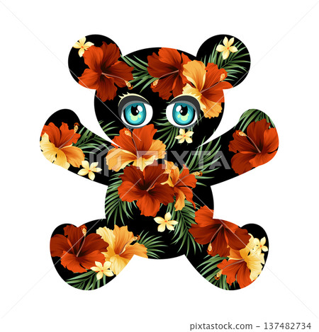 Tropical cute bear illustration material, 137482734