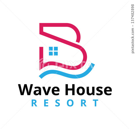 Creative Monoline Wave House Gradient B Logo 137482898