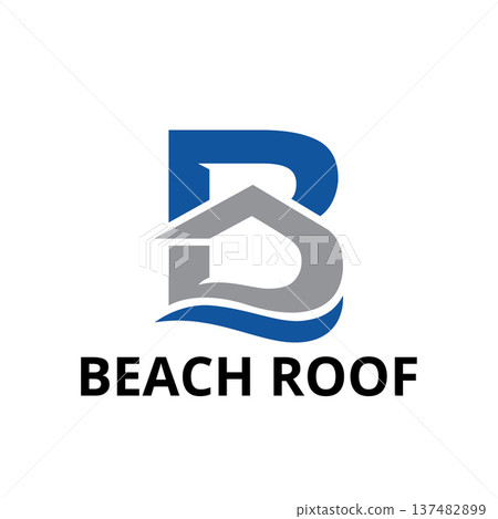 Creative Negative Space B Beach Roof Logo 137482899
