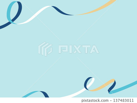 清爽的夏日絲帶邊框 - 波浪背景,藍天微風 清爽的夏日絲帶邊框 - 波浪背景,藍天微風 137483011