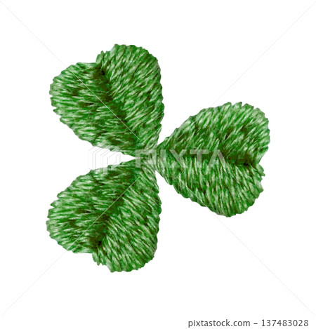 [Three-leaf clover] Hand-embroidered illustration material 137483028