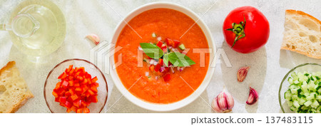 Gazpacho soup. Traditional spanish cold tomato soup. Gazpacho soup. Traditional spanish cold tomato soup. 137483115