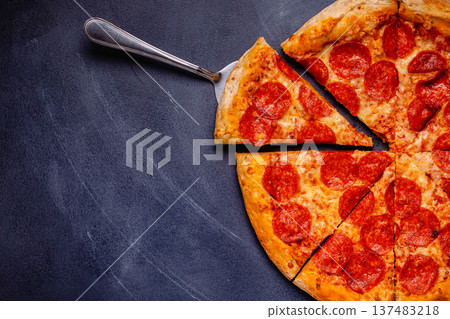 Hot homemade Pepperoni pizza Hot homemade Pepperoni pizza 137483218