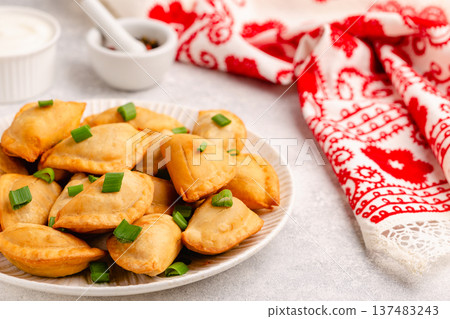 Dumplings, filled with mashed potatoes. Dumplings, filled with mashed potatoes. 137483243