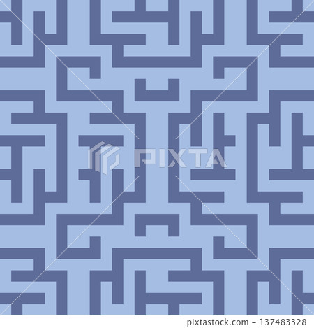 Seamless Geometric Labyrinth Pattern with Interlocking Lines. Blue Vector Background Seamless Pattern for Textile Print, Fabric, Wallpaper, Wrapping Paper and Surface Design Seamless Geometric Labyrinth Pattern with Interlocking Lines. Blue Vector Background Seamless Pattern for Textile Print, Fabric, Wallpaper, Wrapping Paper and Surface Design 137483328