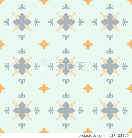 Seamless Scandinavian Slavic Floral Pattern with Small Diamond Accent. Mint and Gray Vector Background Seamless Pattern for Textile Print, Fabric, Wallpaper, Wrapping Paper and Surface Design Seamless Scandinavian Slavic Floral Pattern with Small Diamond Accent. Mint and Gray Vector Background Seamless Pattern for Textile Print, Fabric, Wallpaper, Wrapping Paper and Surface Design 137483335
