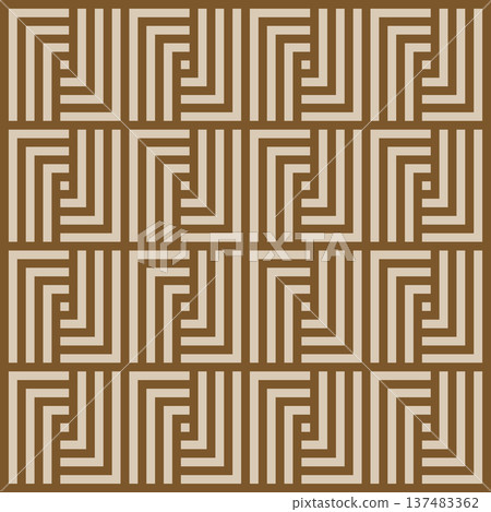 Seamless Geometric Labyrinth Pattern with Square Maze Motif. Brown and Beige Vector Background Seamless Pattern for Textile Print, Fabric, Wallpaper, Wrapping Paper and Surface Design Seamless Geometric Labyrinth Pattern with Square Maze Motif. Brown and Beige Vector Background Seamless Pattern for Textile Print, Fabric, Wallpaper, Wrapping Paper and Surface Design 137483362