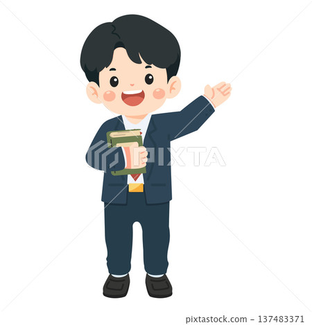 Illustration Of A Man Holding A Book 137483371