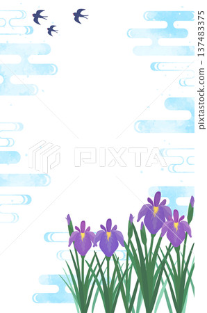 鳶尾花與清涼水彩背景 1_直式版 鳶尾花與清涼水彩背景 1_直式版 137483375
