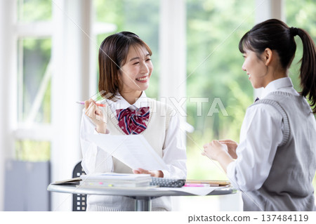High school students studying with friends High school students studying with friends 137484119