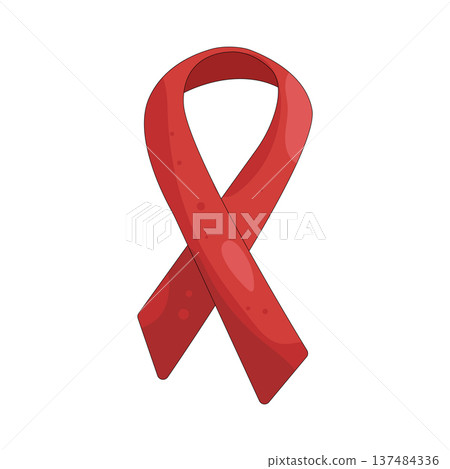 Illustration of red awareness ribbon Illustration of red awareness ribbon 137484336