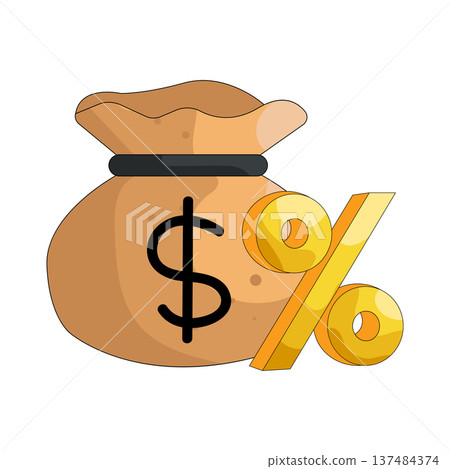 Illustration of money bag with a percentage sign Illustration of money bag with a percentage sign 137484374