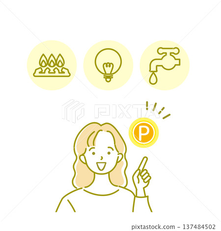 家庭主婦講解水費和電費帳單要點的插圖 137484502