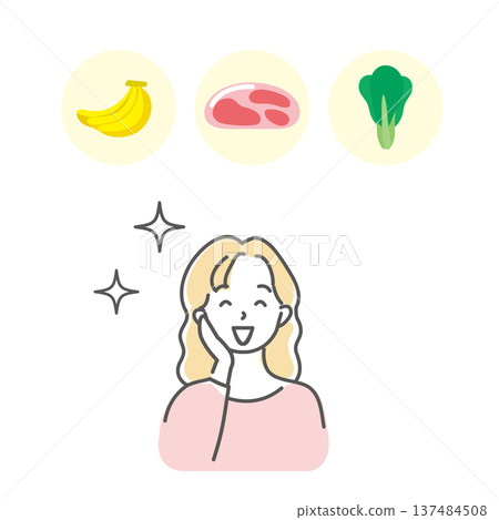 Illustration material of a housewife happy about food 137484508